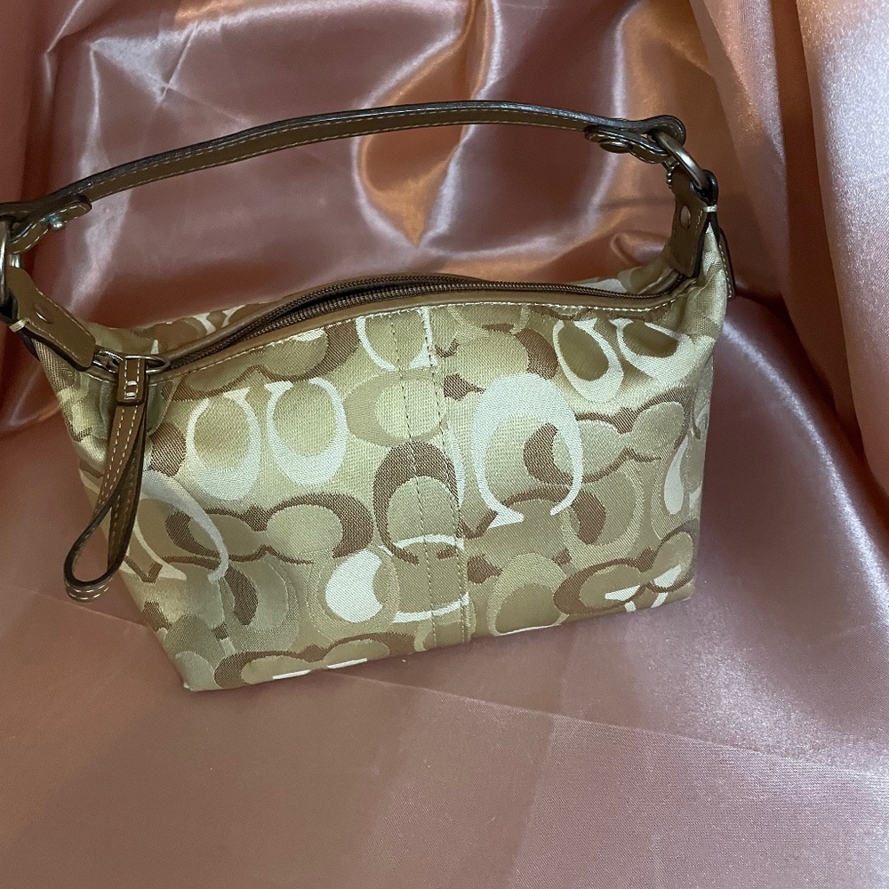 Coach Vintage Optic Signature Jacquard Tan Brown Designer Handbag